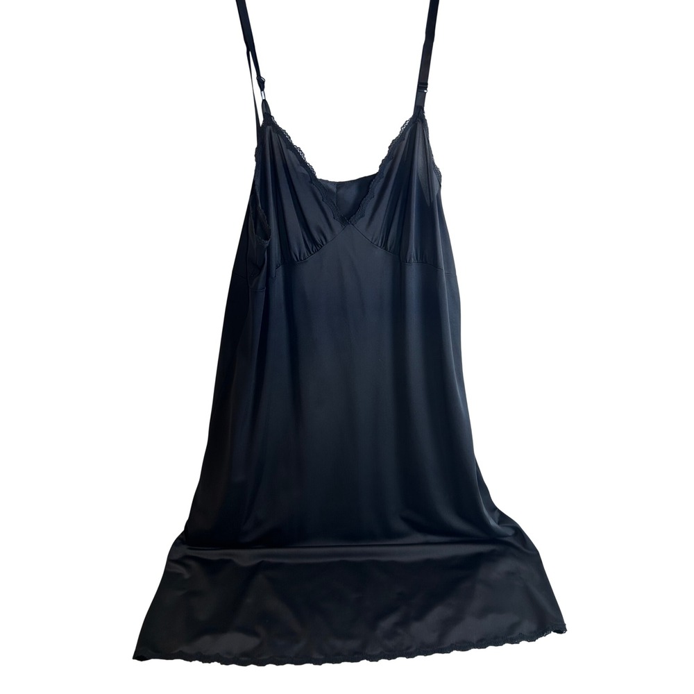 Shadowline Full Slip Size 42MS Black Lace Trim Adjustable Strap Vintage Women
